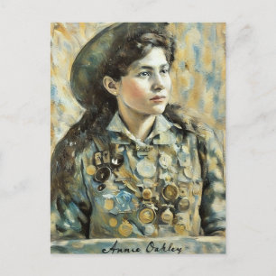 Cartão Postal Annie Oakley atiradora feminina arte de cowgirl do