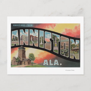 Cartão Postal Anniston, Alabama - Cenas com Letras Grandes