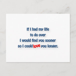 Cartão Postal Anniversary Quote - If I had my life do over I wo…
