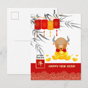 Cartão Postal Ano Chinês do Ox   Ano Personalizado