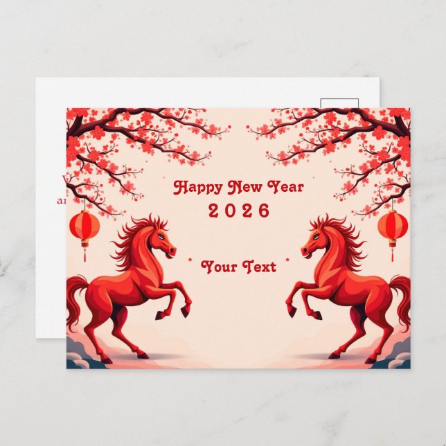 Cartão Postal Ano do Cavalo 2026 (Frente/Verso)