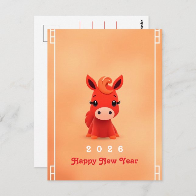 Cartão Postal Ano do Cavalo 2026 (Frente/Verso)