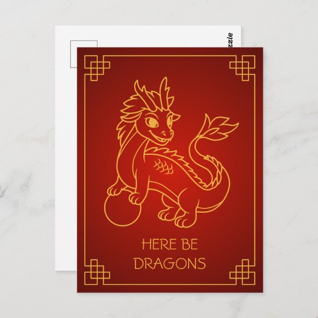 Cartão Postal Ano do Dragão 2024 - Zodiac chinês (Frente/Verso)