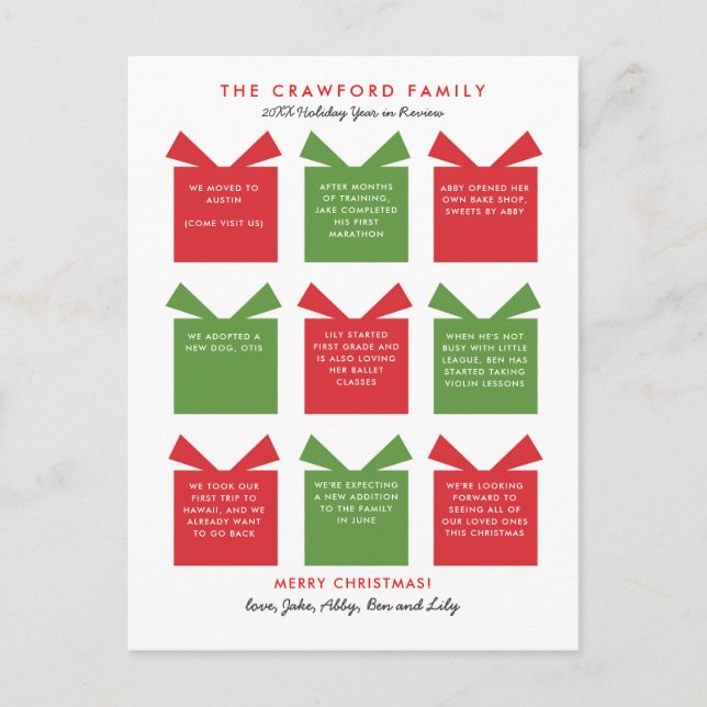 Cartão Postal Ano Feriado em Revisão Cartão-Postal de Natal (Frente)