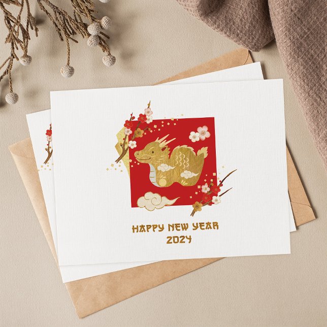 Cartão Postal Ano Novo Chinês 2024 Do Dragão (Criador carregado)