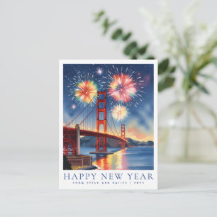 Cartão Postal Ano Novo Feliz Personalizado San Francisco Fogos d
