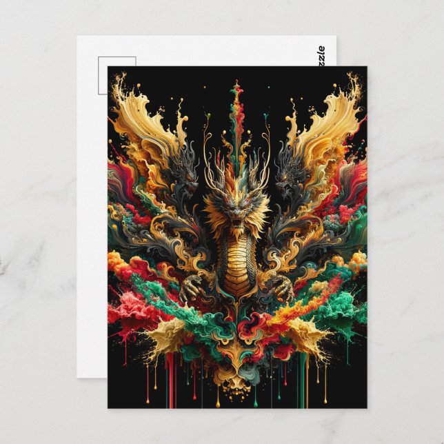 Cartão Postal Ano Novo Lunar Chinês do Dragão, Pós-Travessia (Frente/Verso)