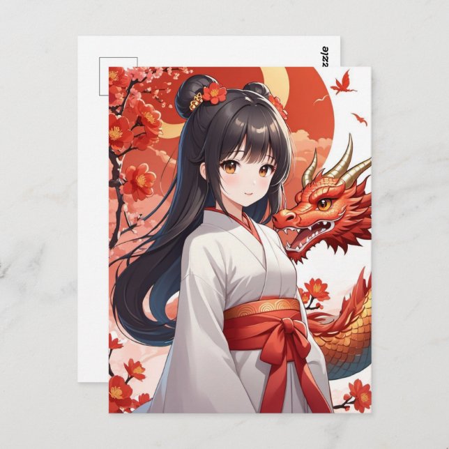 Cartão Postal Ano Novo Lunar Chinês do Dragão, Pós-Travessia (Frente/Verso)