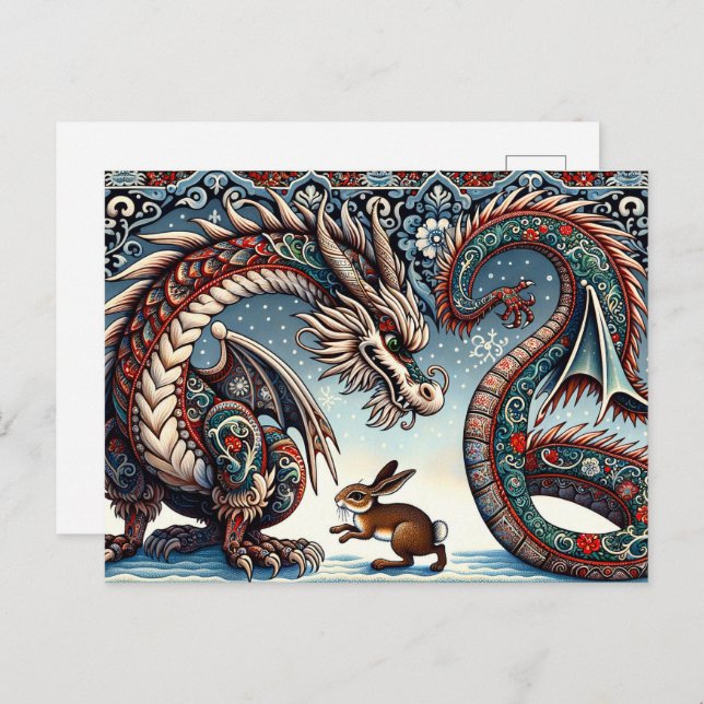 Cartão Postal Ano Novo Lunar Chinês do Dragão, Postcrossing (Frente/Verso)