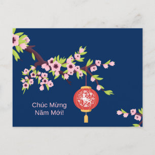 Cartão Postal Ano Novo Tet OX Flores de Hoa Dao