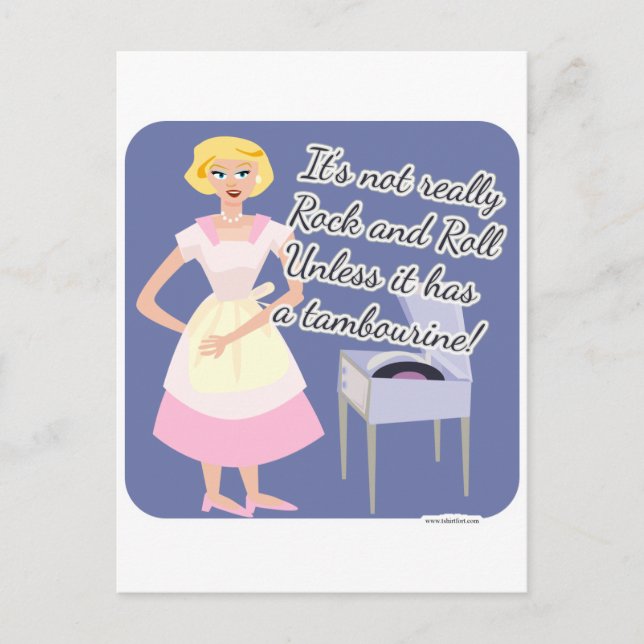 Cartão Postal Anos 50 Rock and Roll Tambourine (Frente)