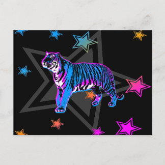 Cartão Postal Anos 80 de Tigre Corey Tiger - Tigre e Estrelas