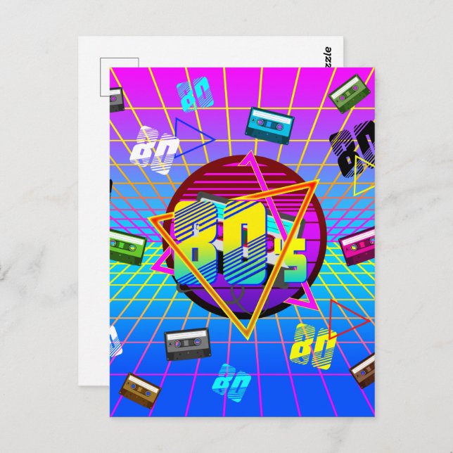 Cartão Postal anos 80 Retro Cassette Tape Old School (Frente/Verso)