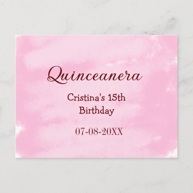 Cartão Postal Anos de Quinceanera aniversário de 15 anos adicion (Frente)