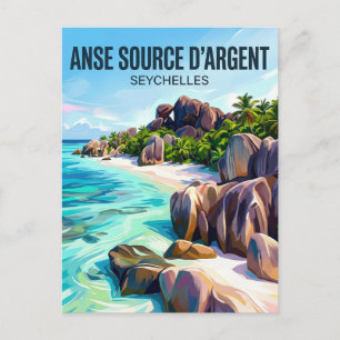 Cartão Postal Anse Source d'Argent Seicheles