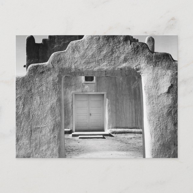 Cartão Postal Ansel Adams - Entrada da Igreja - Novo México (Frente)