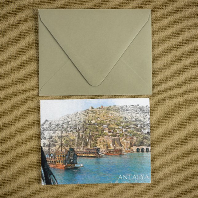 Cartão Postal Antalya Turkey Coaster View (antalya turkey coastal view postcard)
