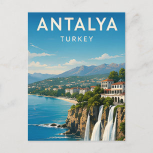 Cartão Postal 🌊 Antalya Turquia Costa Mediterrânea E Cachoeira