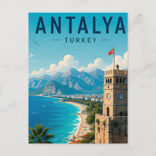 Cartão Postal Antalya Turquia Costa Mediterrâneo Cidade Antiga