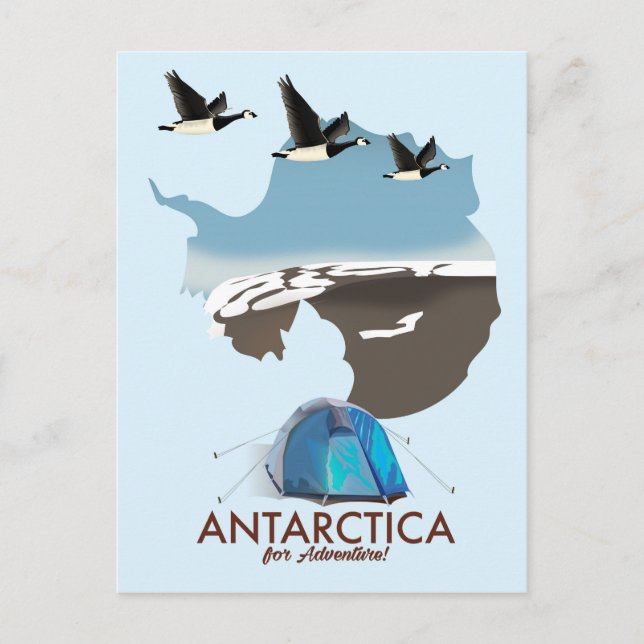 Cartão Postal Antártica Para Poster de viagens De Aventura. (Frente)