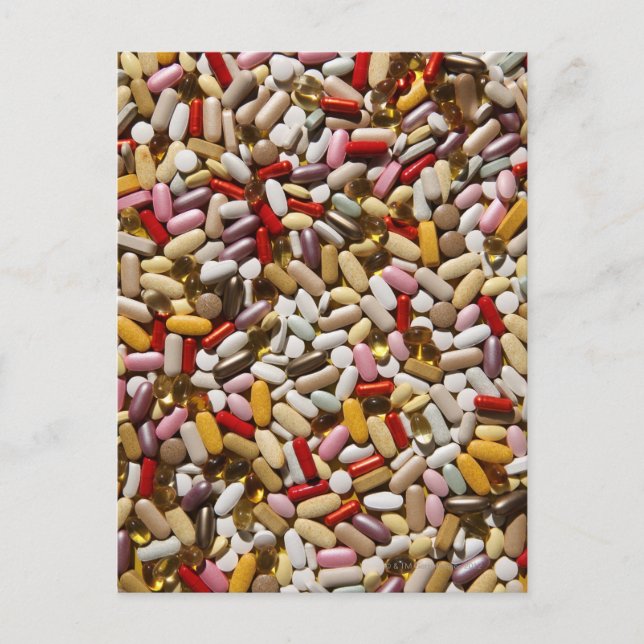 Cartão Postal Antecedentes de comprimidos multivitamínicos color (Frente)
