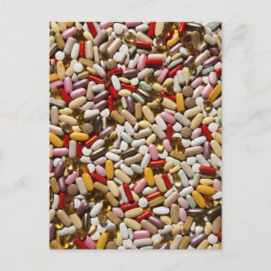 Cartão Postal Antecedentes de comprimidos multivitamínicos color