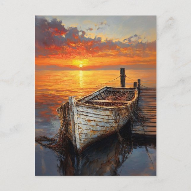 Cartão Postal Antecipação das Redes de Pesca de Barcos pela Boca (Frente)