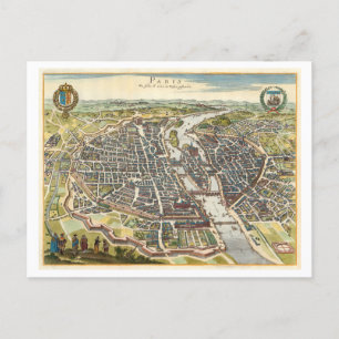 Cartão Postal Antecipado 1620 Mapa de Paris, França