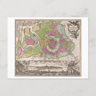 Cartão Postal Antecipado 1730 Mapa de Viena (Viena), Áustria