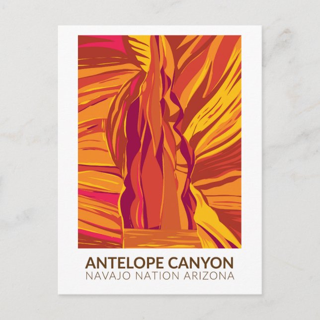 Cartão Postal Antelope Canyon Arizona Art Vintage (Frente)