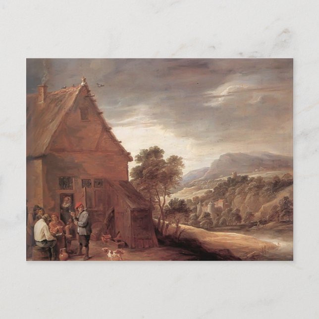 Cartão Postal Antes da pousada por David Teniers o mais jovem (Frente)