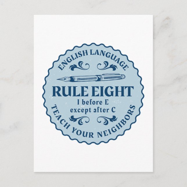 Cartão Postal Antes de E exceto depois de C Regra Engraçado (Frente)