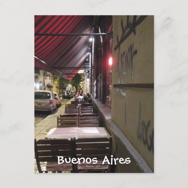 Cartão Postal Antes de Jantar o Café Hour-Sidewalk em Buenos Air (Frente)