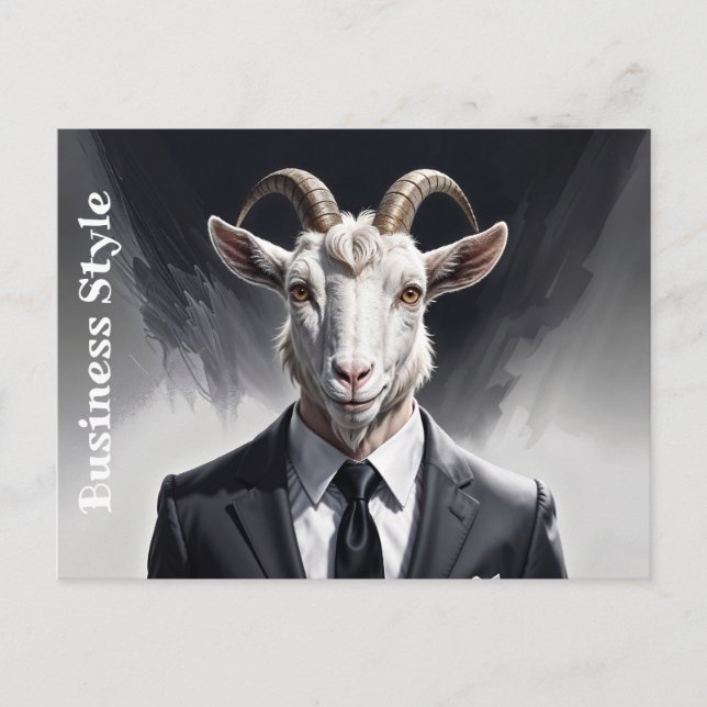 Cartão Postal Anthropomorphic goat businessman headshot (Frente)