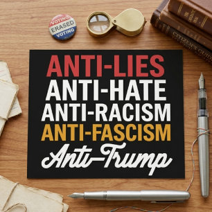 Cartão Postal Anti Mentiras Anti Ódio Anti Racismo Anti Fascismo