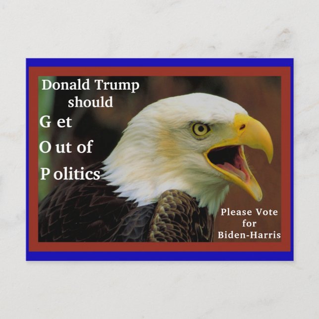 Cartão Postal Anti Trump, Pro Biden Águia Careca Americana Irrit (Frente)