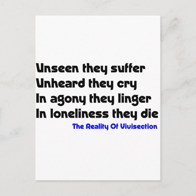 Cartão Postal Anti-Vivisseção (Frente)