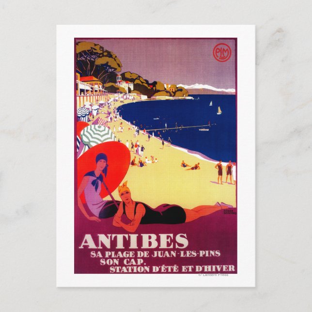 Cartão Postal Antibes Vintage PosterEuropa (Frente)