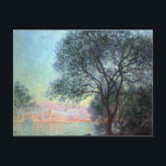 Cartão Postal Antibos pela manhã por Claude Monet<br><div class="desc">Antibos da Manhã (1888), de Claude Monet, é uma pintura impressionista de paisagem das artes plásticas que apresenta uma visão de Antibes através das árvores e do Mar Mediterrâneo na Riviera Francesa, em França. Sobre o artista: Claude Monet (1840-1926) foi o fundador do movimento de pintura impressionista francês, com a...</div>