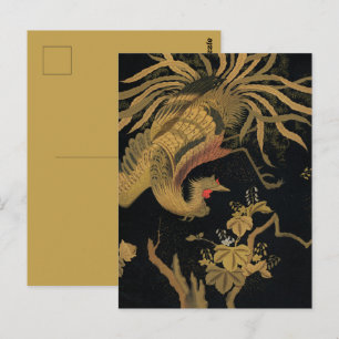 Cartão Postal Anticorpo Clássico Japonês do Pássaro do ouro