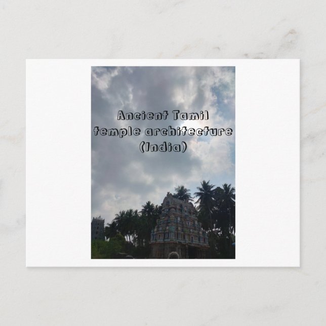 Cartão Postal Antiga arquitetura do templo Tamil (Índia) (Frente)