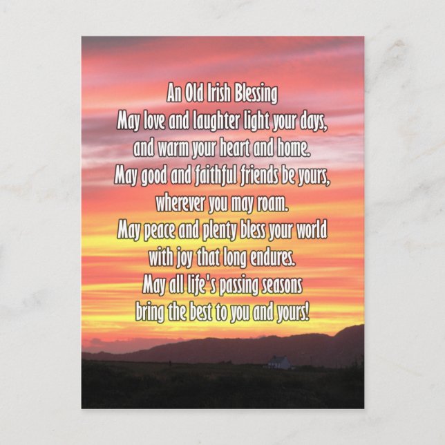 Cartão Postal Antiga Bênção Irlandesa (Frente)