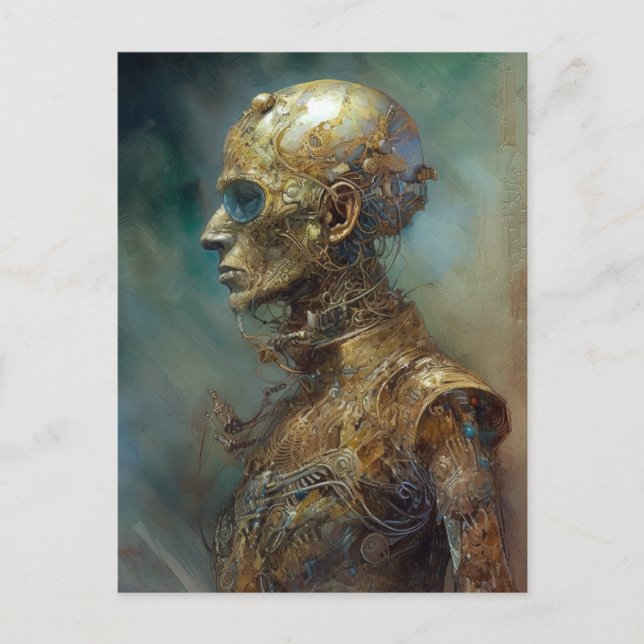 Cartão Postal Antiga Ficção científica futurística ciborgue (Frente)