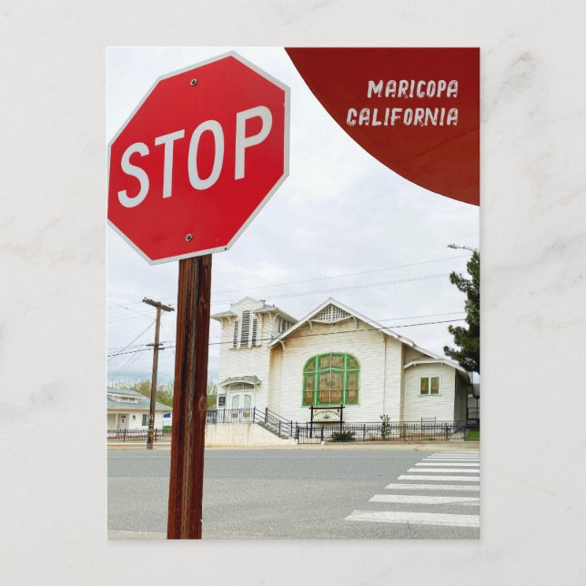Cartão Postal Antiga Igreja em Maricopa, Califórnia (Frente)