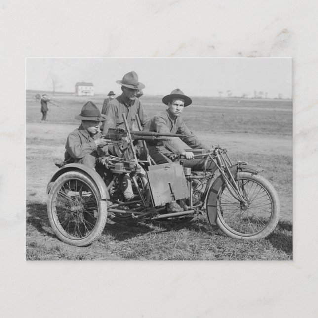 Cartão Postal Antiga metralhadora Foto de coleção de motocicleta (Frente)