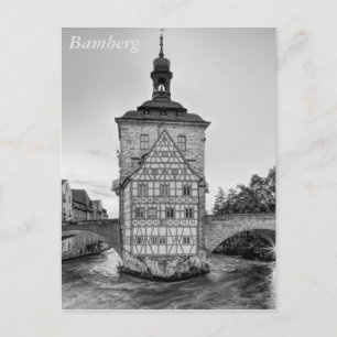 Cartão Postal Antiga Prefeitura e Ponte Obere em Bamberg