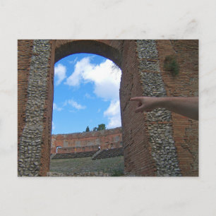 Cartão Postal Antiga Ruins Taormina, Sicília