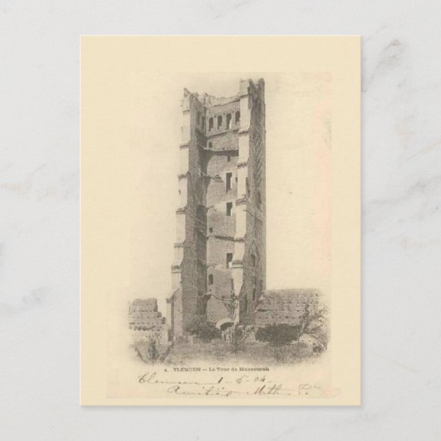 Cartão Postal Antiga, TLEMCEN, Argélia tour de Mansourrah (Frente)