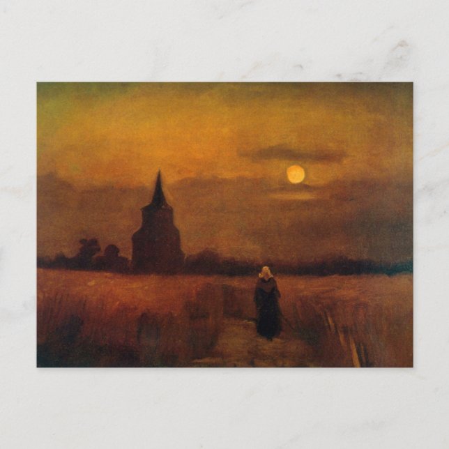 Cartão Postal Antiga Torre nos Campos por Vincent van Gogh (Frente)