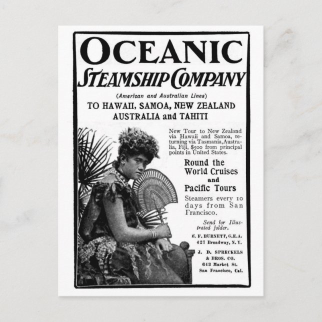 Cartão Postal Antigo Advert Oceanic Steamship Company (Frente)